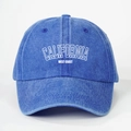 Washed blue baseball cap with California West Coast embroidery in a classic 6-panel style - Adjustable / Royal Blue
