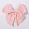 Light pink linen texture 4.5 inch bow hair clip for girls on white background - Light Pink (2832-4)