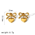 Polished 18k gold heart bow drop earrings with size 21x23.5mm and 6.7g weight - 18K Gold