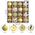 Set of 16 gold and white painted Christmas ball ornaments with glitter and matte finishes - Gold Theme Texture - 16PCS
