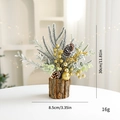 Mini sapin de Noël artificiel 30cm avec pommes de pin et baies dorées sur socle - Style Boule de Noël Or Base en Bois