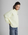 Close-up of light yellow lapel sweatshirt featuring SOHO HOUSE letter print and cotton texture - S / Fuschia