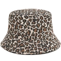 Detailed close-up of leopard print pattern on high-quality fabric sun bucket hat - Leopard Print