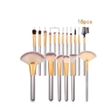 Professional 18-piece makeup brush set with cream wood handles and gold ferrules - 18 Pcs Off-White Brushes In OPP Bag