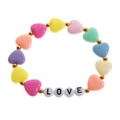Colorful acrylic heart bead bracelet with white LOVE letter beads and golden spacers - Heart Shape - LOVE