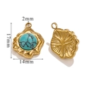 Retro geometric gold titanium steel pendant with blue turquoise stone inlay for DIY jewelry - B-Turquoise