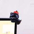 Mini black cat monitor ornament with red apple hat for screen edge decoration - Type D Cat with Apple Hat