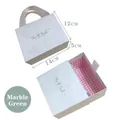 Marble green jewelry gift box with silk handles and gold text, size 14x5x12cm - Portable Drawer Gift Box / Green Marble Paper Box