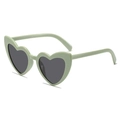Fashionable heart-shaped sunglasses with mint green frames and dark grey lenses - Green Frame Grey Lens