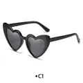Fashionable heart-shaped sunglasses with shiny black frames and grey lenses - Glossy Black/Grey Lens