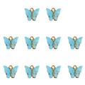 Set of 10 light blue marble butterfly charms with gold-plated edges for DIY jewelry - Lake Blue