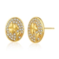 18K gold plated oval clover earrings with sparkling cubic zirconia pavé stones - Gold Oval Clover