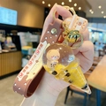 Brown bubble tea keychain with liquid, bear figure and ice cream charm detail - Bear Milk Tea - Ice Cream Cone