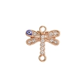 Conector de libélula dorada con diamantes de imitación y detalle de ojo turco - 10 Piezas Libélula Dorada