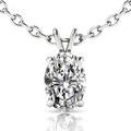 Oval cut cubic zirconia pendant necklace in silver finish with a minimalist O-chain - XL251 Oval Four-Claw