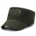 Olive green military cadet cap with U.S. Army embroidery on durable canvas fabric - Letter Embroidery Style / Army Green