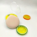 Pink teardrop makeup sponge with transparent storage case and lemon decor - Marshmallow Yellow (XL) Boxed