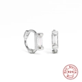 Elegant 925 sterling silver square hoop earrings with sparkling cubic zirconia stones - Silver-White Zircon