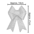 Sparkling silver glitter Christmas bow ornament, 14x21cm decorative PVC bow for parties - Silver (14*21cm)