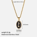 Detail of stainless steel gold chain necklace with moon star pendant dimensions - 400+55mm / Black Enamel Star Moon