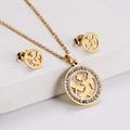 Conjunto de joyas libélula en acero de titanio dorado con pedrería sobre piedra - Conjunto de joyas libélula