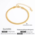 Poliertes 18k vergoldetes Edelstahl Schlangenarmband mit Modelletikett SL41091 - Kräftiges Schlangenketten-Armband (SL41091) / 18K Vergoldet