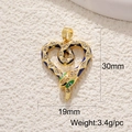 Detailed view of heart-shaped leopard print pendant with dimensions 30mm x 19mm - Blue Leopard Snake Heart