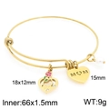 Bracelet ajustable doré Mom avec cœur, breloque rose rose et perle blanche - Bracelet Jonc MOM Rose (KB203659-Z)