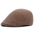 Braune und beige Schiebermütze aus Tweed für Herren im klassischen Flatcap-Design - 58cm / Khaki