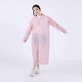 Reusable white EVA raincoat for adults with red polka dots and waterproof hood - Pink Polka Dot