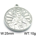 25mm stainless steel round religious pendant featuring a Sacred Heart of Jesus relief - Sacred Heart of Jesus (KLJ5927-Z)