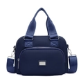 Große dunkelblaue wasserdichte Nylon Handtasche mit verstellbarem Schultergurt für Damen - Blau
