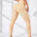 Legging de sport taille haute pour femme en orange pêche avec texture sans couture - Poche zippée