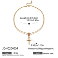 Zweilagige Halskette aus goldfarbenem Edelstahl mit Kreuzanhänger und Perlen - Kreuz Rote Perle Doppellagig Stil (JDN0204054)