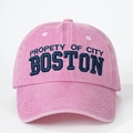 Gorra de béisbol de algodón lavado rosa con bordado Boston azul y correa ajustable - Talla única / Rosa