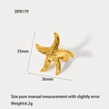 Detail view of 18K gold plated starfish ring with precise 35mm size dimensions - Starfish Shape (DFR179)