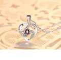 Elegant S925 silver heart necklace with sparkling zircon pendant for women - Double Intertwined Hearts Pendant + O-Chain