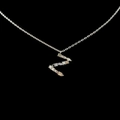 Letter Z pendant necklace with 18k gold plating and colorful zircon stones on black background - Letter Z / Silver