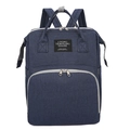 Deep blue textured oxford fabric large capacity diaper backpack for moms - Solid Blue