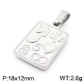 Rectangular stainless steel pendant with relief icons 18x12mm in silver finish - Silver Rectangle Multi-Symbol (KP100724-Z)