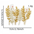 Close-up of flower embroidery patch showing 7cm x 5.7cm size and 1.4g weight specs - Plant Flower Patch 2#