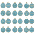 Blue enamel zodiac charms with golden alloy finish featuring all twelve constellations - 12 Zodiac Signs (HK493) / Set of 12 / Blue