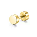 Minimalist golden stainless steel geometric dumbbell stud earring for men and women - Double Round Plate Style / 1 Piece / Gold