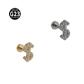 Solid G23 titanium money dollar sign $ piercing studs in gold and silver finish - NO-6 (Dollar Sign)