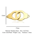 Gold plated stainless steel handcuff connector for bracelets 12x27mm size detail - Gold Handcuffs (5Pcs/Pack)