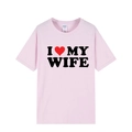Pink short sleeve cotton t-shirt featuring I Love My Wife print on a white background - Pink (I Love My Wife)
