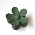 Matte dark green flower hair claw clip with minimalist five-petal design for daily styling - 7cm / Dark Green