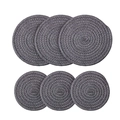 Set of 6 heat-resistant grey woven cotton coasters in a minimalist circular design - Cotton Dark Grey