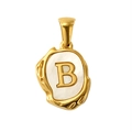 Golden letter B pendant with mother of pearl inlay and lava texture edges - Letter B (SP035G-B（Single Pendant）)