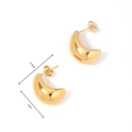 Golden hollow croissant hoop earrings with dimensions 2.3cm by 2cm in a glossy finish - Crescent Shape (ZHE949)